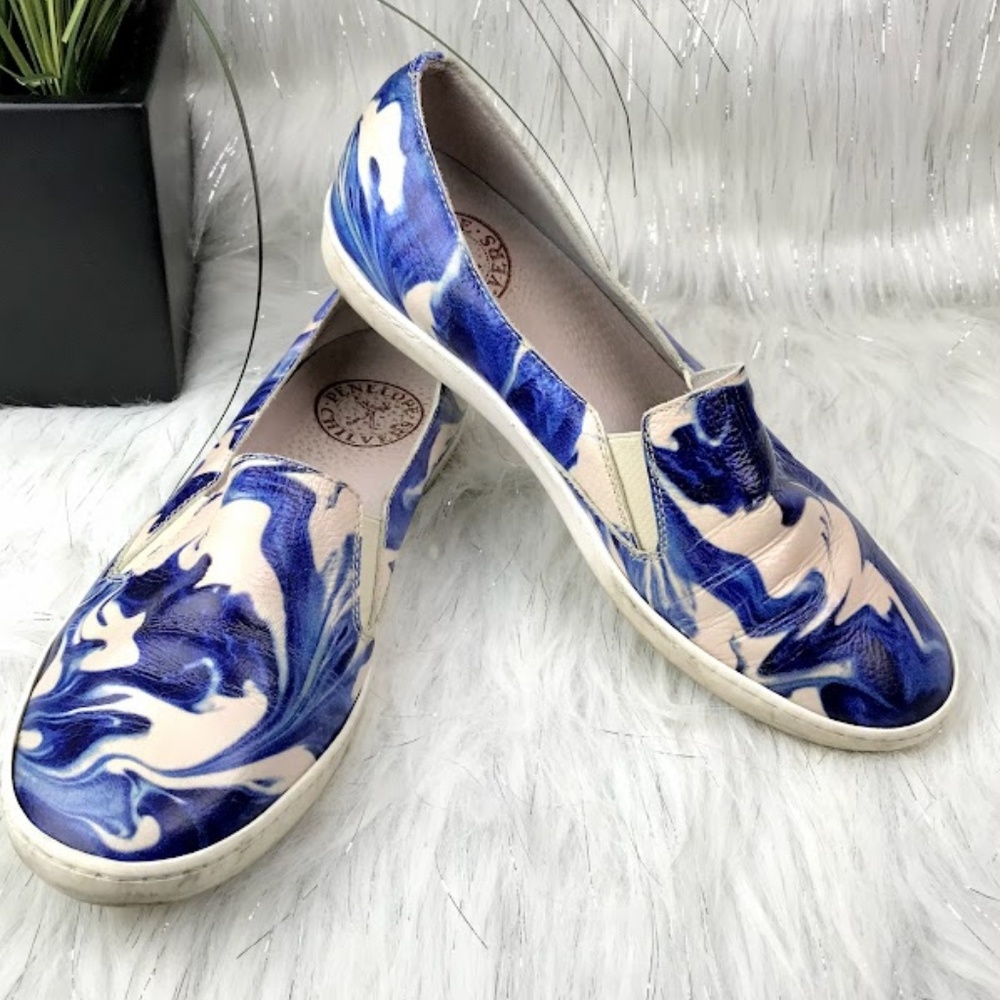 Penelope Chilvers Leather Blue Slip On Sneakers 8